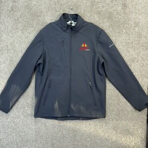Eddie Bauer Mens L Coca Cola Beverages Florida Softshell Jacket Full Zip Gray
